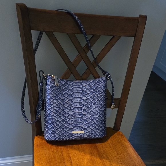 Brahmin Navy Embossed Shoulder Bag - Picture 2 of 10